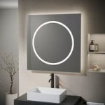 Square Backlit Heated Bathroom Mirror with Lights 800mm – Saturn