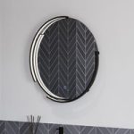 Sensio Aspect Curve Round Black Heated Bathroom Mirror with Lights – 600mm