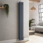 Reggio Anthracite Vertical Double Column Traditional Radiator 1500x200mm 1486 BTU – Cast Iron Style