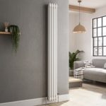 Reggio White Vertical Double Column Traditional Radiator 1800x200mm 1759 BTU – Cast Iron Style