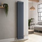 Reggio Anthracite Vertical Double Column Traditional Radiator 1500x290mm 2229 BTU – Cast Iron Style