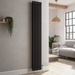 Reggio Midnight Black Vertical Double Column Traditional Radiator 1800x290mm 2639 BTU – Cast Iron Style