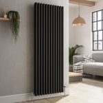 Reggio Midnight Black Vertical Triple Column Traditional Radiator 1500x560mm 5626 BTU – Cast Iron Style