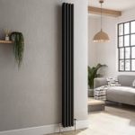 Reggio Midnight Black Vertical Triple Column Traditional Radiator 1800x200mm 2218 BTU – Cast Iron Style