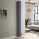 Reggio Anthracite Vertical Triple Column Traditional Radiator 1800x200mm 2218 BTU – Cast Iron Style