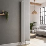 Reggio White Vertical Triple Column Traditional Radiator 1800x200mm 2218 BTU – Cast Iron Style