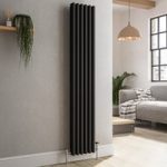 Reggio Midnight Black Vertical Triple Column Traditional Radiator 1500x290mm 2813 BTU – Cast Iron Style