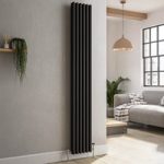 Reggio Midnight Black Vertical Triple Column Traditional Radiator 1800x290mm 3327 BTU – Cast Iron Style