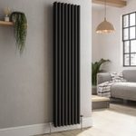 Reggio Midnight Black Vertical Triple Column Traditional Radiator 1500x380mm 3751 BTU – Cast Iron Style