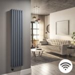 Anthracite Electric Vertical Designer Radiator 1.2kW with Wifi Thermostat – Double Panel H1600xW354mm – IPX4 Bathroom Safe