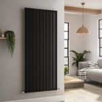 Riace Midnight Black Vertical Flat Designer Radiator 1600x680mm Single Panel 4071 BTU