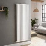 Sorrento White Vertical Oval Designer Radiator 1600x590mm Single Panel 3804 BTU