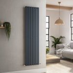 Riace Anthracite Vertical Flat Designer Radiator 1600x408mm Single Panel 2442 BTU