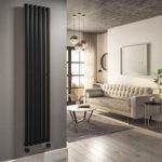 Midnight Black Electric Vertical Designer Radiator 2kW with Wi-Fi Thermostat – H1800xW354mm – IPX4 Bathroom Safe