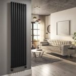 Midnight Black Electric Vertical Designer Radiator 2.4kW with Wi-Fi Thermostat – H1800xW472mm – IPX4 Bathroom Safe