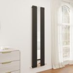 Specchio Midnight Black Vertical Oval Designer Radiator with Mirror 1800x500mm Single Panel 2680 BTU