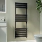 Riace Midnight Black Vertical Flat Towel Rail  1200x450mm Single Panel 1621 BTU