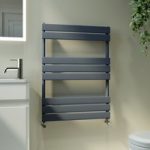 Riace Anthracite Vertical Flat Towel Rail  800x600mm Single Panel 1406 BTU