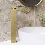 Brushed Brass Tall Mono Basin Mixer Tap – Wave